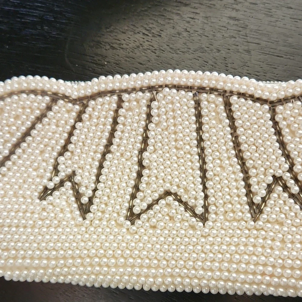 1960's vintage beaded faux pearls clutch bag made in Japan - Picture 5 of 9